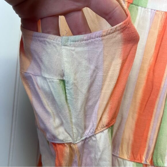 Torrid Rayon Slub Button-Front Tiered Tank Orange green Striped Women's 3xl - Picture 13 of 14